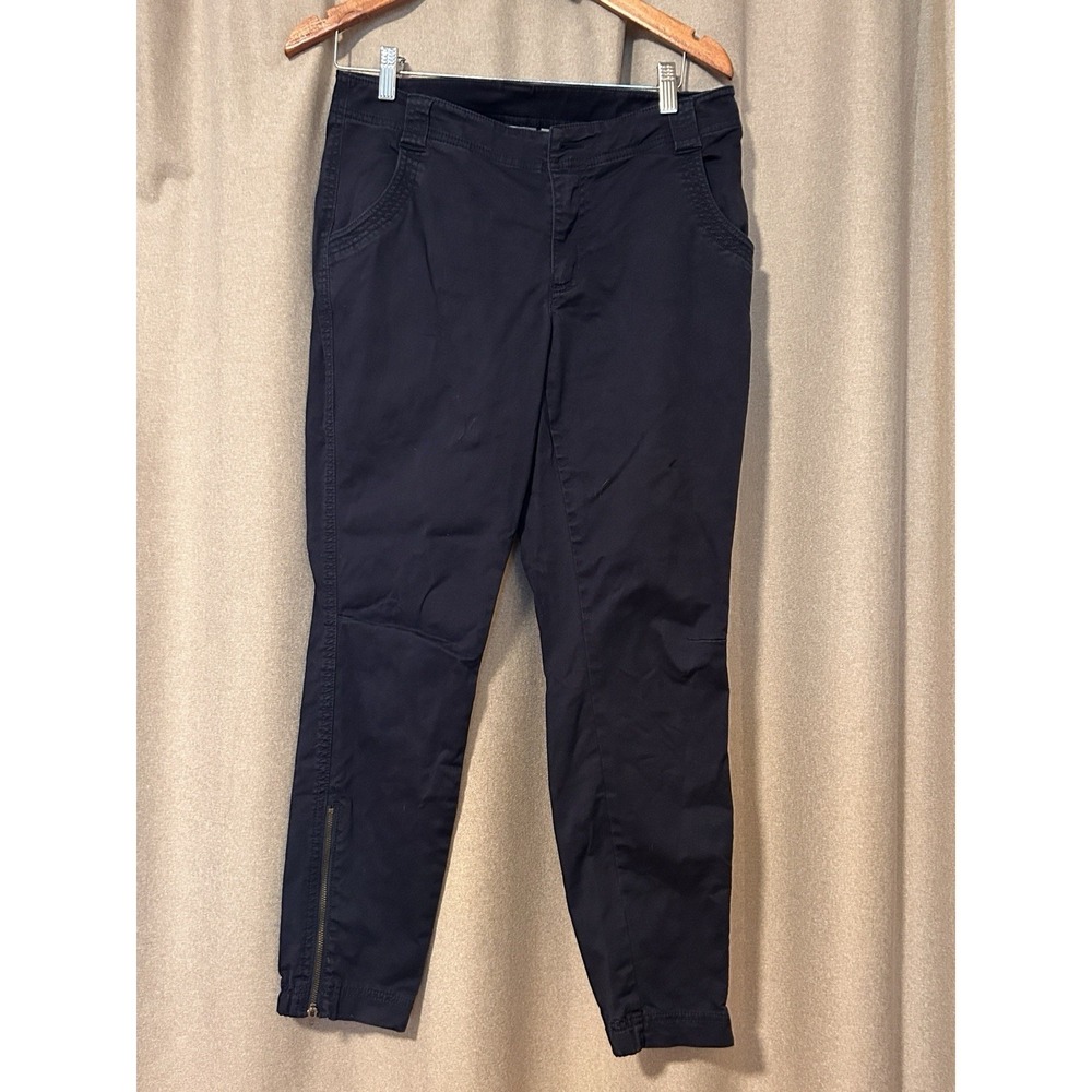 Athleta Ankle Pants Women's Navy Blue Organic Cotton Stretch Skinny Ankle Zip, 6